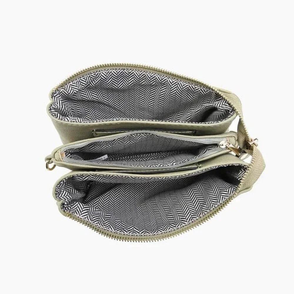 Vegan Leather Crossbody Wristlet High Shine Gloss Compact Organizer
